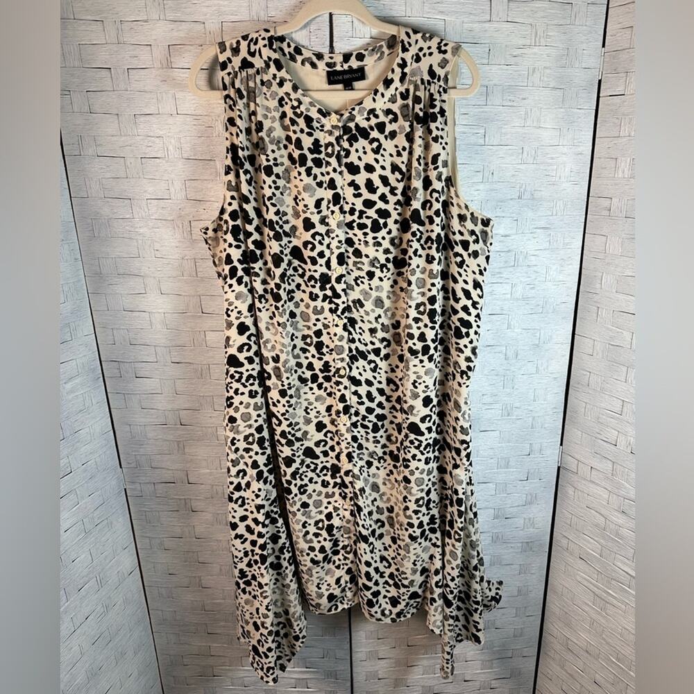 Lane Bryant Womens Dress sleeveless leopard print midi feminine plus size
